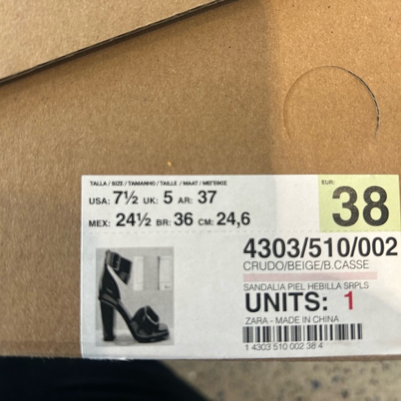 Zara Women's Cream Heels Sandals NWT in box with dustbag real leather size7.5US - Picture 16 of 16